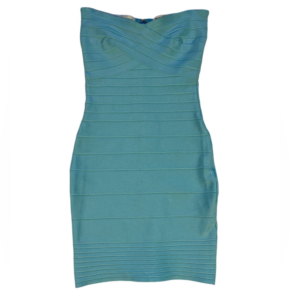 Strapless Teal Bandage Dress - Sexy, Figure-Hugging & Perfect for Parties!